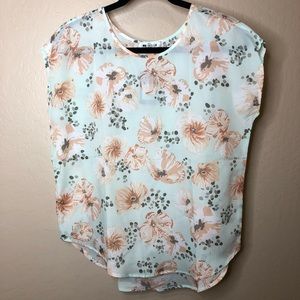 MB Design Mint Key West Poppy Print Blouse